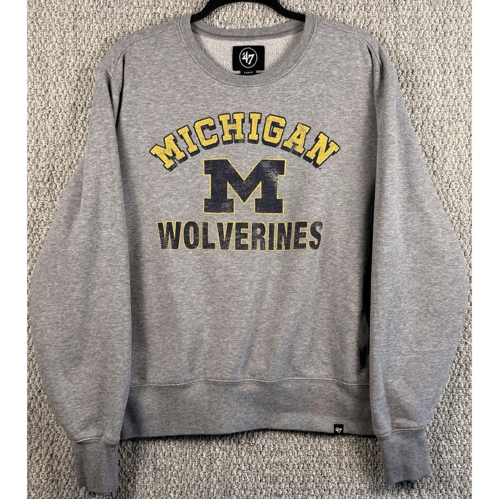 47 Brand Michigan Wolverines Crewneck Sweatshirt Men's Large Gray NCAA